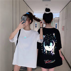 Mid-Length Reflective Short-Sleeved T-Shirt Women Summer Loose