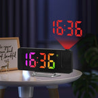 Reloj despertador con proyección de pantalla grande y LED, fuente grande