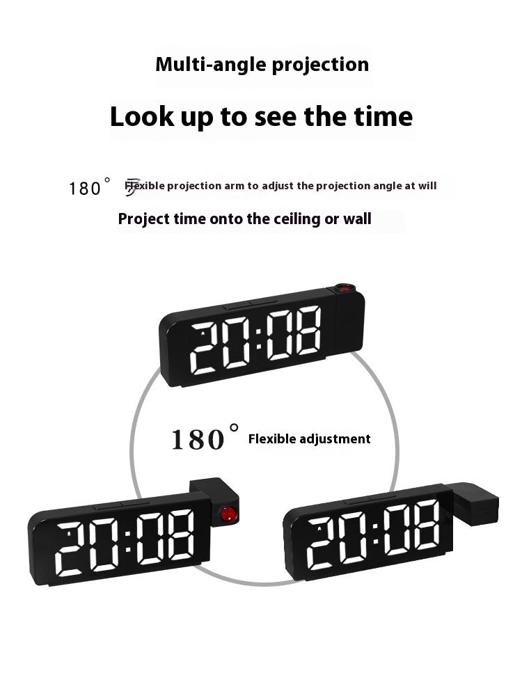 Reloj despertador con proyección de pantalla grande y LED, fuente grande