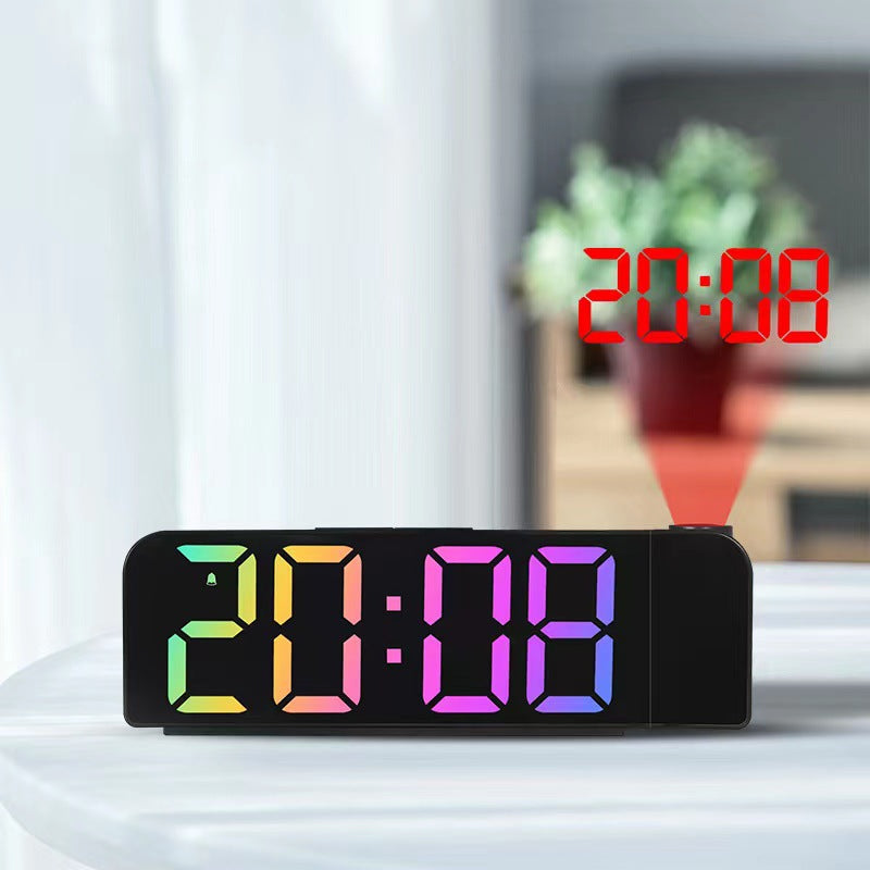 Reloj despertador con proyección de pantalla grande y LED, fuente grande