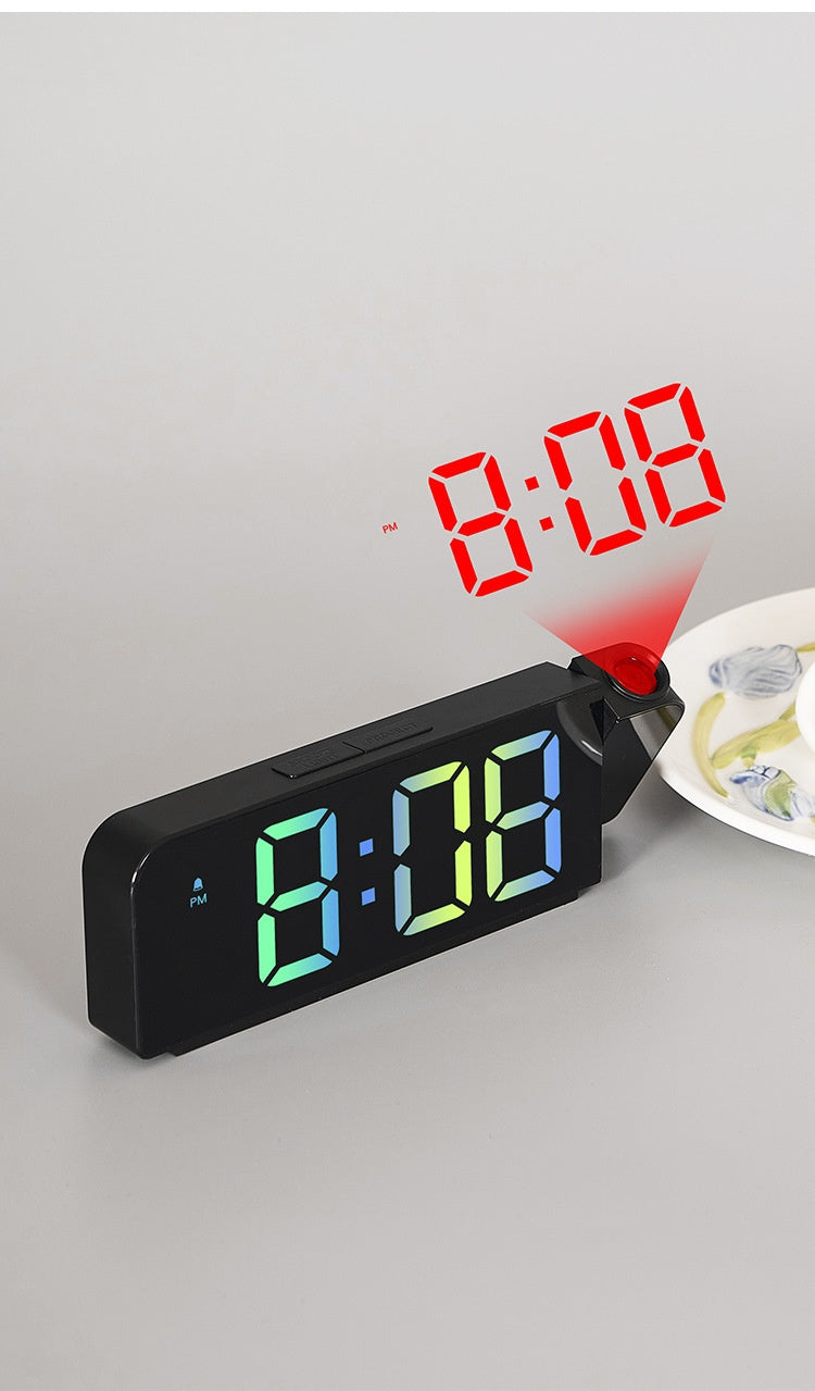Reloj despertador con proyección de pantalla grande y LED, fuente grande