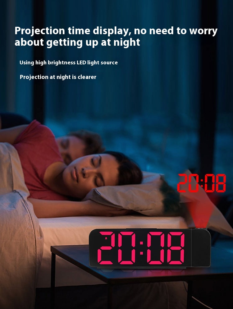Reloj despertador con proyección de pantalla grande y LED, fuente grande