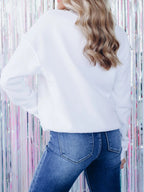 Sudadera con capucha y estampado navideño para mujer, con lentejuelas y árbol de Navidad