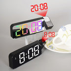 Reloj despertador con proyección de pantalla grande y LED, fuente grande