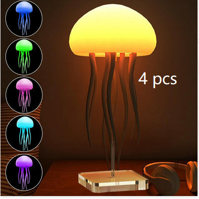 Luz LED de ambiente con forma de medusa, luz nocturna portátil, decoración de medusas, lámpara de mesa inteligente para mesita de noche.