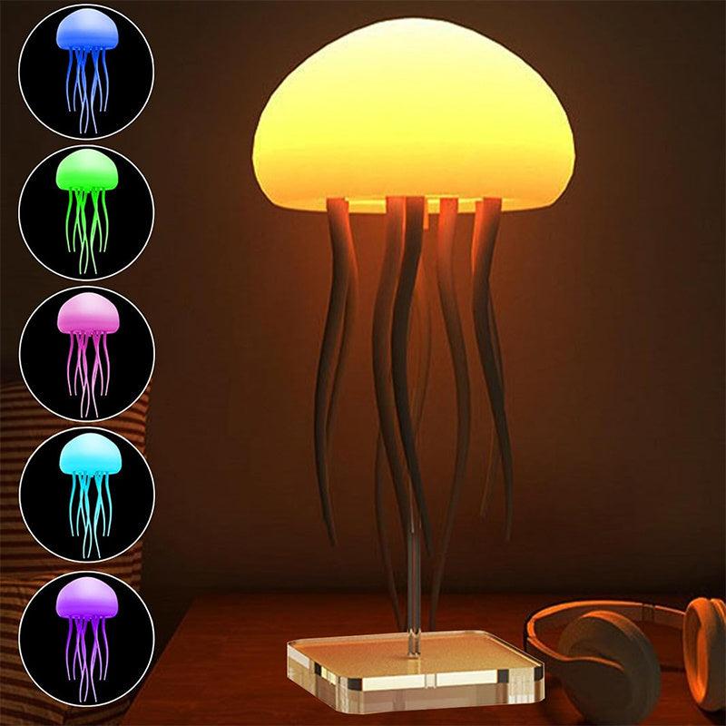 Luz LED de ambiente con forma de medusa, luz nocturna portátil, decoración de medusas, lámpara de mesa inteligente para mesita de noche.