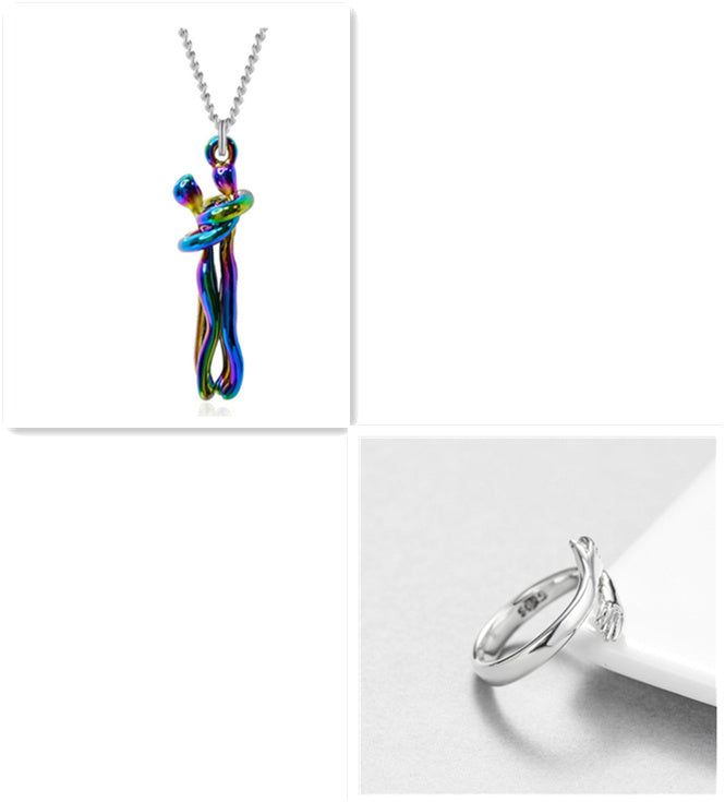 Love Hug Necklace Unisex Men Women Couple Jewelry Simple Temperament Clavicle Chain Valentines Day Lover Gift 