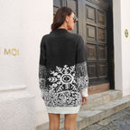 Vestido suéter de copo de nieve navideño, jersey holgado, vestidos de punto, ropa de otoño e invierno para mujer