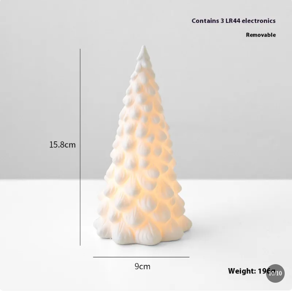 Árbol de Navidad de cerámica, decoración de escritorio, luminoso, casa pequeña, muñeco de nieve navideño