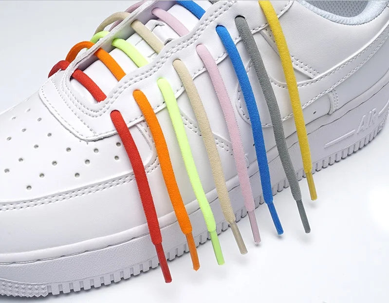 4Pcs/1Pair 100cm Elastic No Tie Shoelaces Metal Lock Shoe Laces For Kids Adult Sneakers Quick Shoelaces Semicircle Shoestrings