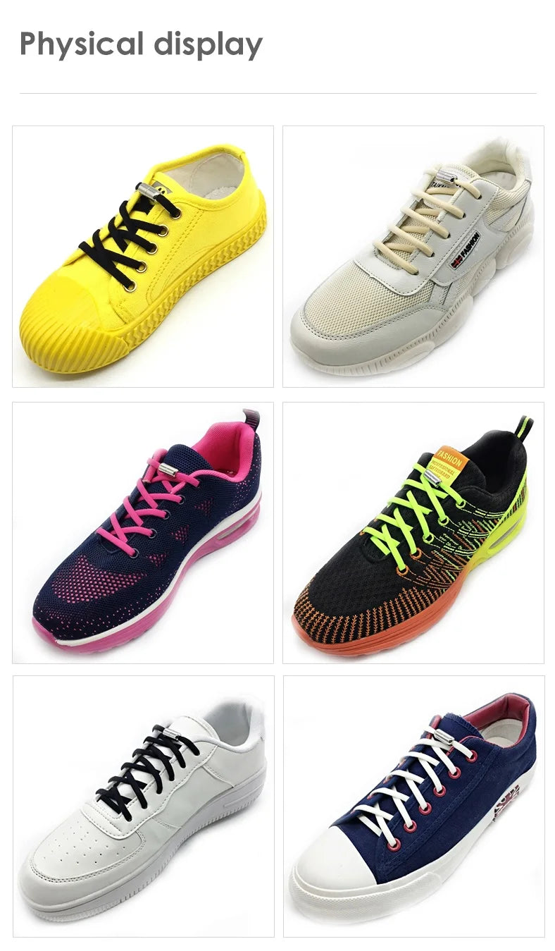 4Pcs/1Pair 100cm Elastic No Tie Shoelaces Metal Lock Shoe Laces For Kids Adult Sneakers Quick Shoelaces Semicircle Shoestrings