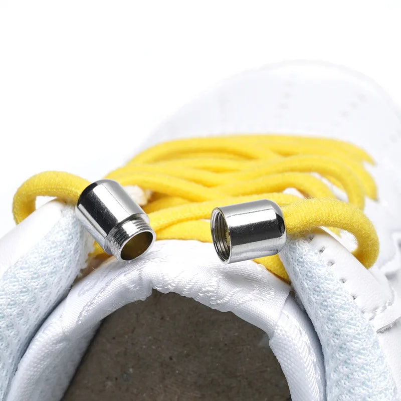 4Pcs/1Pair 100cm Elastic No Tie Shoelaces Metal Lock Shoe Laces For Kids Adult Sneakers Quick Shoelaces Semicircle Shoestrings