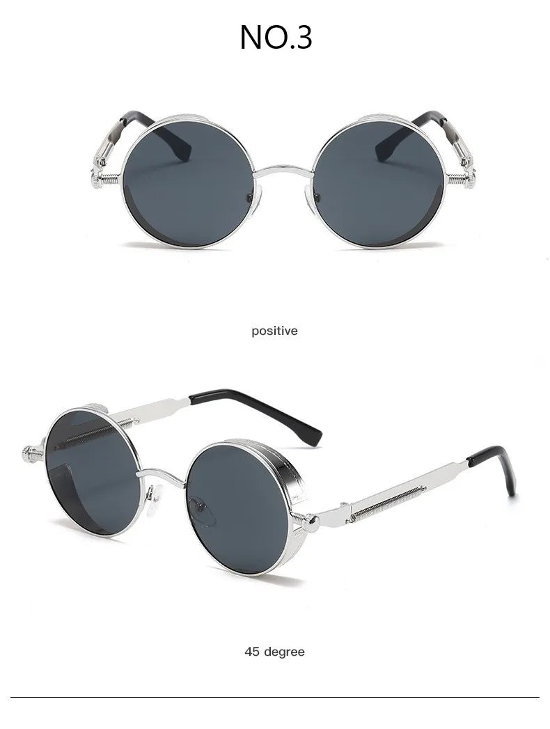 Metal Steampunk Sunglasses Men Women Fashion Round Glasses Brand Designer Vintage Sun Glasses High Quality Oculos de sol UV400
