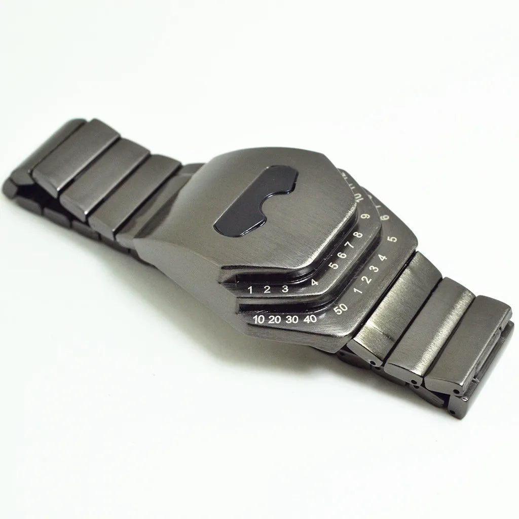 Personalized Men's Watch Men Led Watches Unique Dial Black Stainless Steel Multifunctional Electronics Wristwatches Reloj Hombre