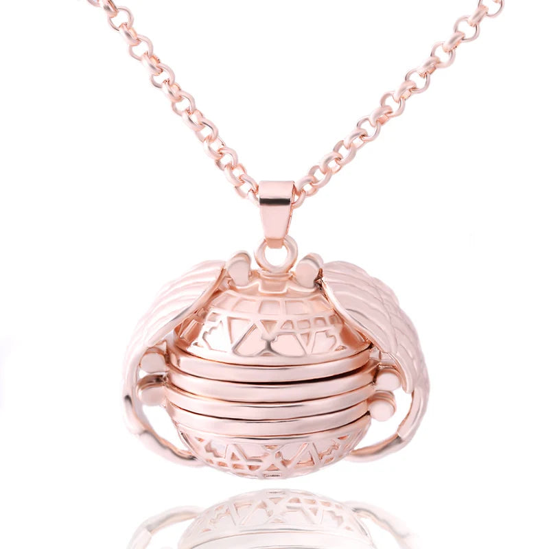 DIY Flash Memory Photo Pendant Jewelry Antique Metal Four-Color Angel Wings Locket Necklace Fashion Women Romantic Accessories