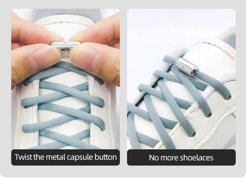 4Pcs/1Pair 100cm Elastic No Tie Shoelaces Metal Lock Shoe Laces For Kids Adult Sneakers Quick Shoelaces Semicircle Shoestrings