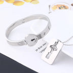 Black Heart Bracelet Choker Set Jewelry Stainless Steel Key Pendant Necklace Women Men Lover Couples Valentines Day Gift