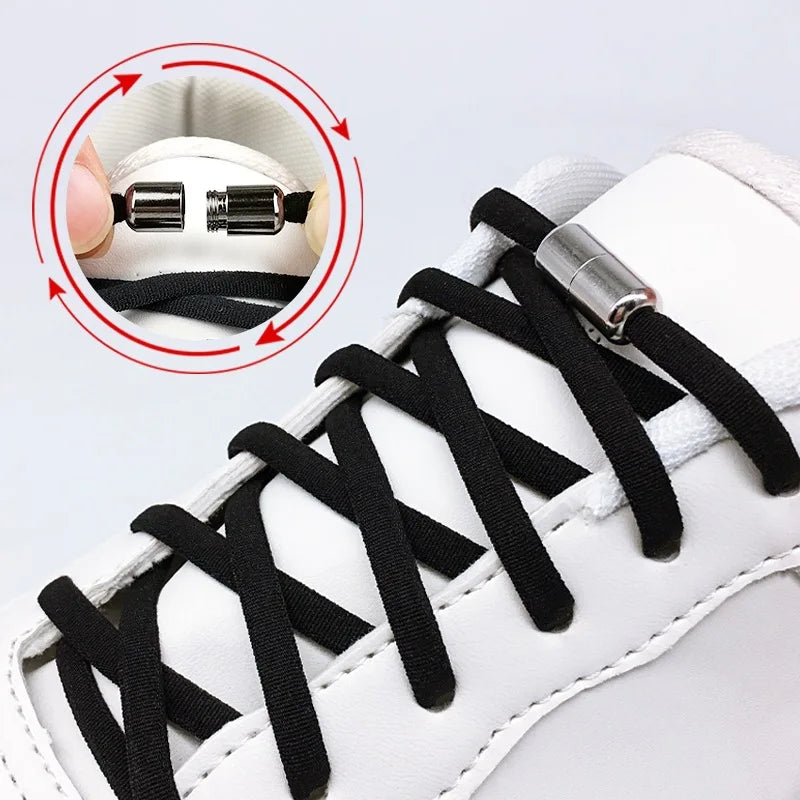 4Pcs/1Pair 100cm Elastic No Tie Shoelaces Metal Lock Shoe Laces For Kids Adult Sneakers Quick Shoelaces Semicircle Shoestrings
