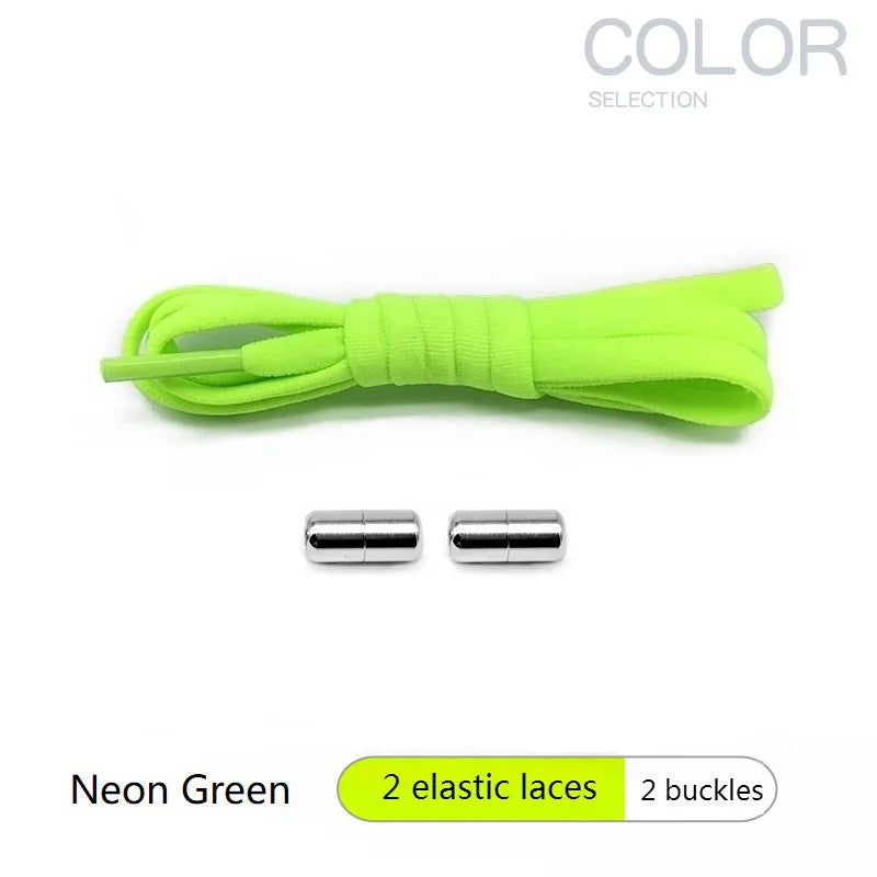 4Pcs/1Pair 100cm Elastic No Tie Shoelaces Metal Lock Shoe Laces For Kids Adult Sneakers Quick Shoelaces Semicircle Shoestrings