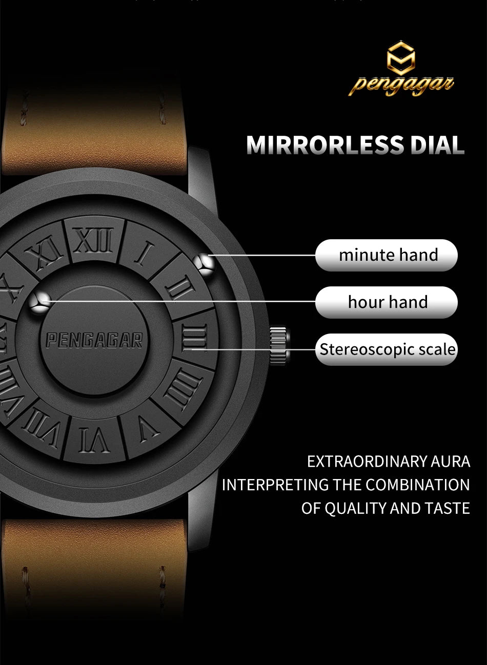 2025 Luxury Watch Men Creative Scrolling Pointer Magnetic Force Sport Watches Men Quartz Chronograph Man Clock Relogio Masculino