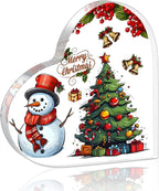 Clear Heart Shaped Marry Christmas Tabletop Decorations for Table, Office Desk, Tiered Tray, Mantle, Shelf 2026 Xmas Gifts