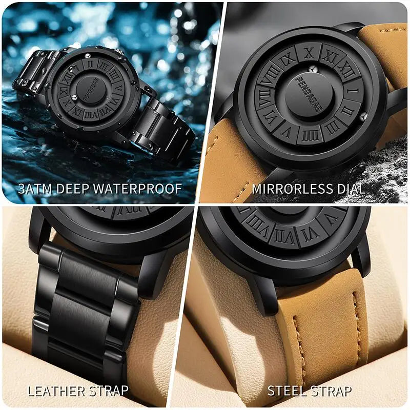 2025 Luxury Watch Men Creative Scrolling Pointer Magnetic Force Sport Watches Men Quartz Chronograph Man Clock Relogio Masculino