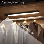 1pc LED Ultra-thin Motion Sensor Cabinet Light, Three-tone Light Counter Lighting, Magnetic USB Rechargeable Kitchen Night Light