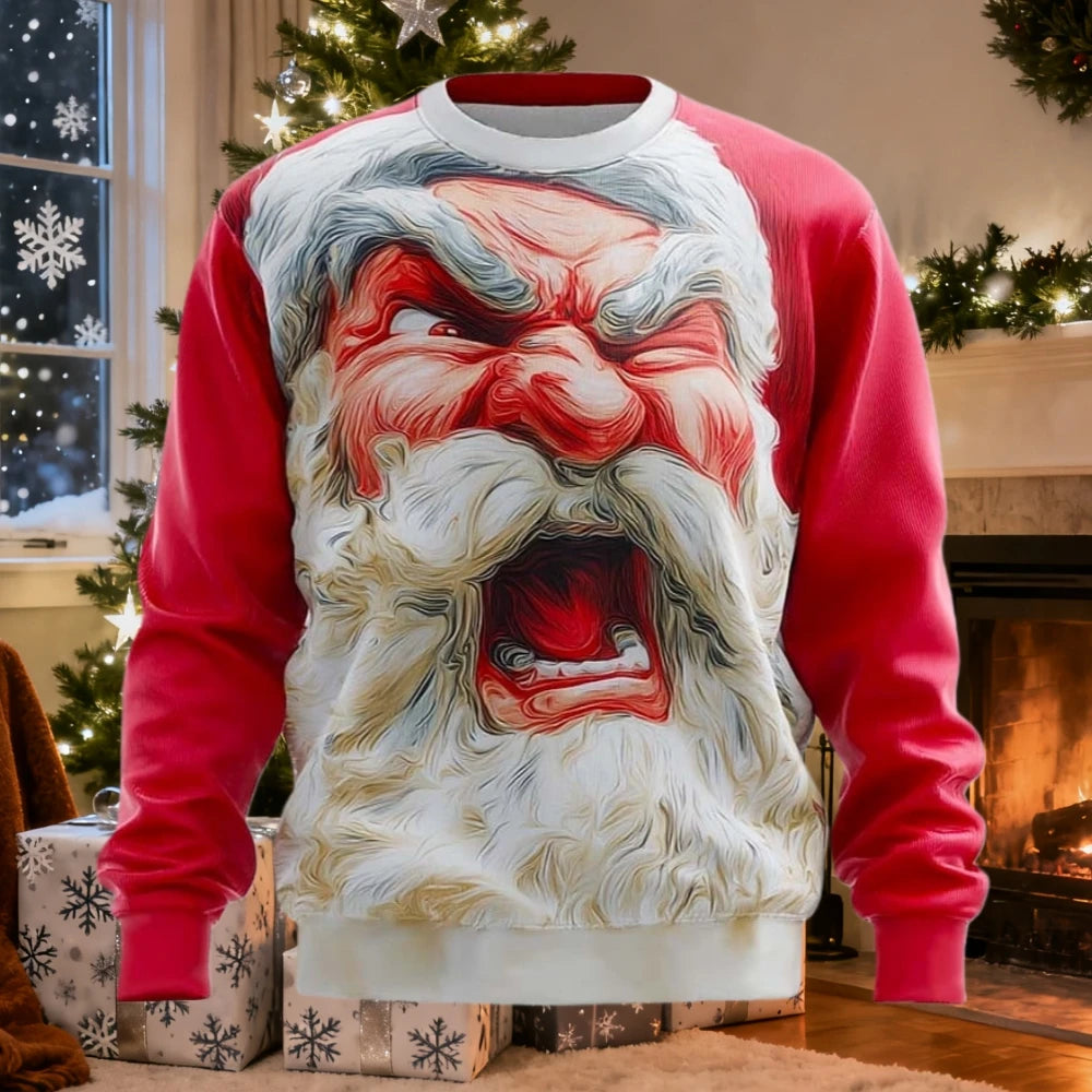 Christmas Men Women Sweatshirt 3D Printed Santa Claus Ugly Christmas Sweater Trendy Street Style Autumn Winter Casual Loose Tops