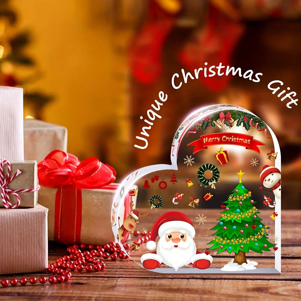 1pc Christmas Decorations Cute Heart Shaped Christmas Dining Table, Office, Counter, Desk, Shelf - Home Decorations