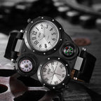 Luxury Large Dial Men Sports Watches Casual Leather Strap Quartz Wristwatches for Men Clock Reloj Hombre（Without Box）