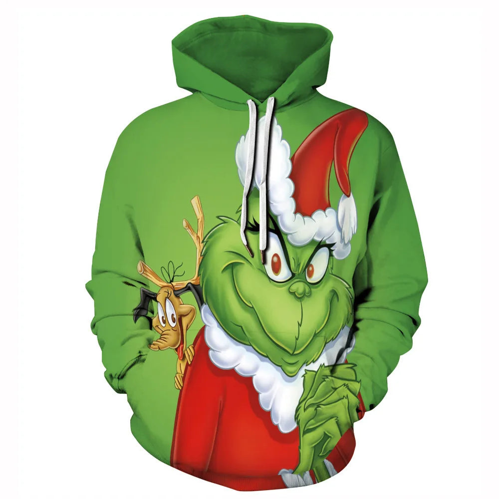 Christmas Theme Cute Cartoon Character Hoodies For Men Autumn Winter Daily Casual Long Sleeve Hooded Tops Harajuku Y2K Pullovers