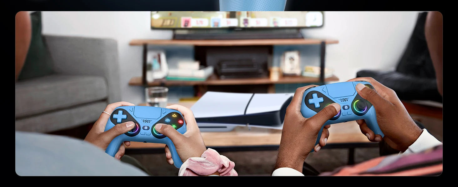 RGB Lights Wireless Controller For PS5/Playstation 5 Pro/Slim/PC Console Gamepads W/ Hall Effect Turbo Vibration Game Joystick