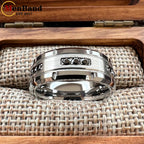 MenBand 8mm Mens Womens Engagement Eternity Wedding Band Black CZ Stone Inlay Tungsten Carbide Ring  Comfortable Fit