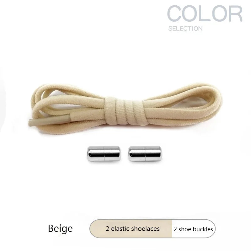 4Pcs/1Pair 100cm Elastic No Tie Shoelaces Metal Lock Shoe Laces For Kids Adult Sneakers Quick Shoelaces Semicircle Shoestrings