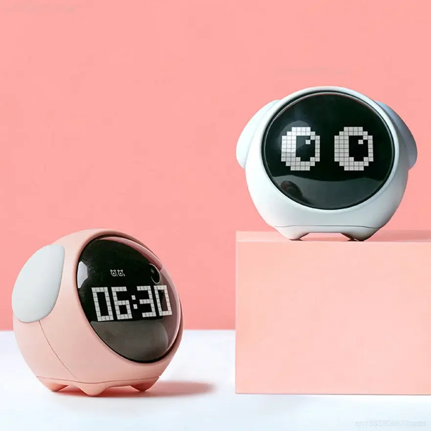 Xiaomi Cute Expression Alarm Clock Snooze Child Kids Digital Alarm Clocks Voice Control Intelligence LED Night Light Alarm Clock