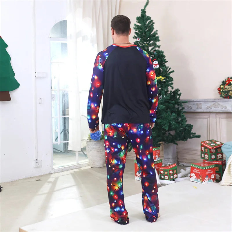 Christmas Family Matching Sets 2025 Father Mother Children Cartoon Pajamas+Pants 2Pcs Xmas Parent-Children Homewear Clothes Suit