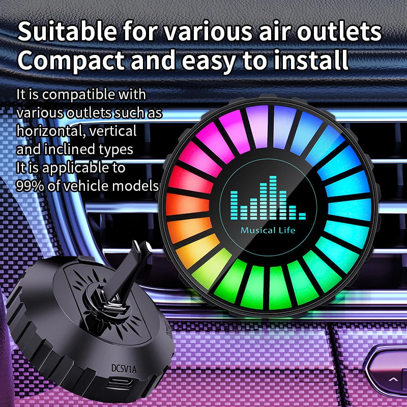 Automotive Atmosphere Light Air Outlet Rhythm Light Aromatherapy Pickup Light Automotive Air Outlet Decorative Light Colorful