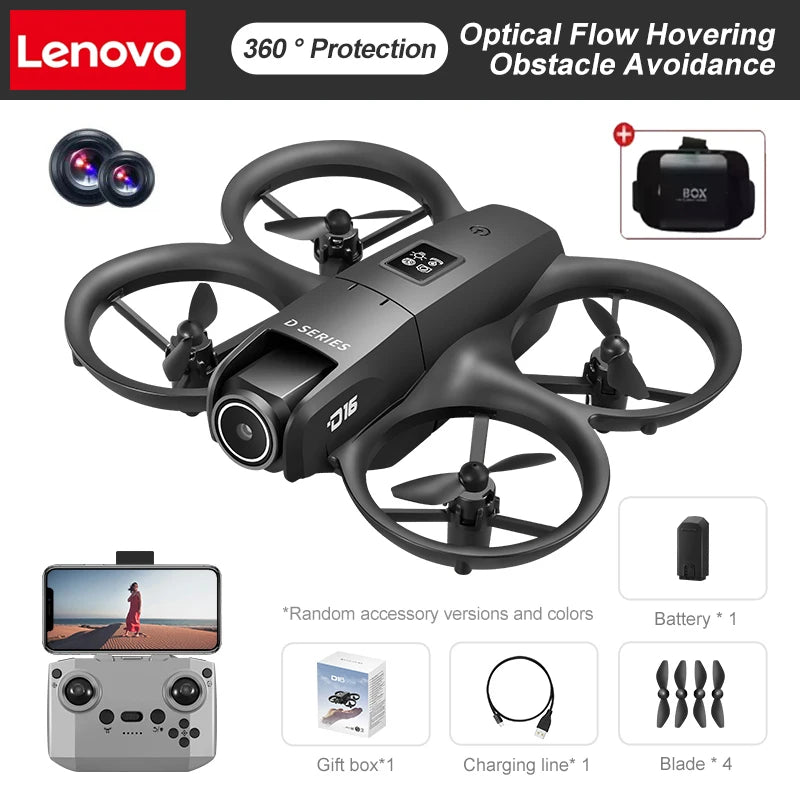Lenovo D16 Drone 8K Aerial HD Profesional Dual-camera Helicopter Optical Flow Positioning Avoidance Bushless Motor GPS Drone UAV