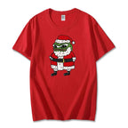 Navidad Cartoon Pepe Christmas T-Shirt Men Funny Santa Claus Frog Graphic Unisex Cotton Short Sleeve Casual Cute Streetwear Men