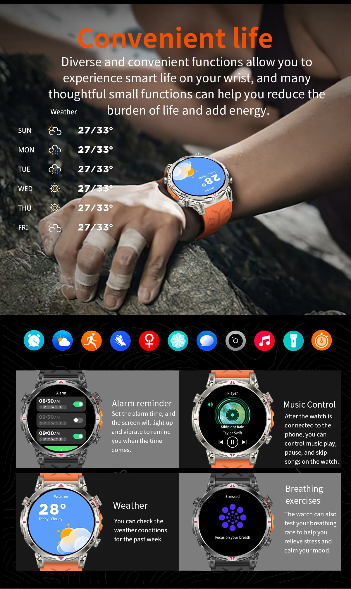 2025 New T-Rex 3 Ultra Original Military-Grade GPS Smart Watches Men Sport Tactics Compass BT Call Waterproof Swim Smart Bracelet