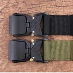 Tactical Waist Belt Durable Automatic Buckle Quick Release Elastic Belt Outdoor Adventure Training Belt Men's Trouser Belt Black