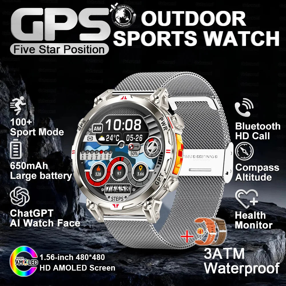 2025 New T-Rex 3 Ultra Original Military-Grade GPS Smart Watches Men Sport Tactics Compass BT Call Waterproof Swim Smart Bracelet