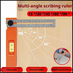 Multi-role Depth Measuring Ruler Adjustable Woodworking Multi-angle Marking Ruler Positioning Scribing Protractor Tools
