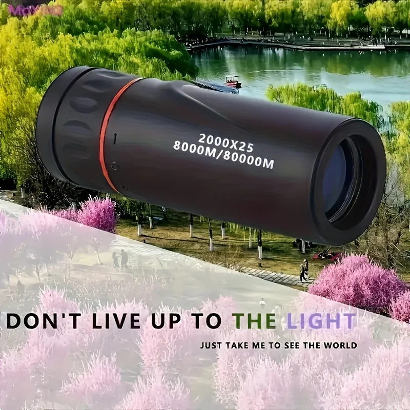 Telescopio monocular HD 2025 2000X25, compacto y portátil para viajes, senderismo, pesca, acampada, observación de estrellas, conciertos y observación de aves.