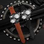 Luxury Large Dial Men Sports Watches Casual Leather Strap Quartz Wristwatches for Men Clock Reloj Hombre（Without Box）