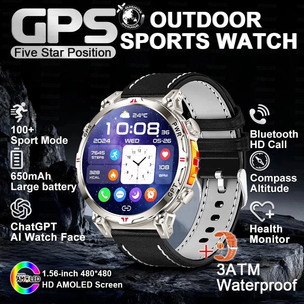 2025 New T-Rex 3 Ultra Original Military-Grade GPS Smart Watches Men Sport Tactics Compass BT Call Waterproof Swim Smart Bracelet
