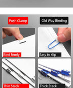 Traceless Reusable Hand Clamp Push Stapler, Paper Book File, Office, School Student Binder, Binding Tools, Supplies Accessories