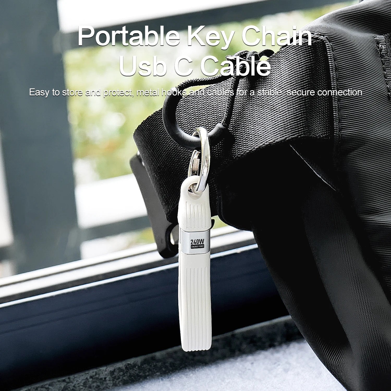 USB 4 Cable Portable Keychain 240W USB C Charging Cable 40Gbps Data Transfer Thunderbolt 4/3 8K@60Hz Video Display for iPhone16
