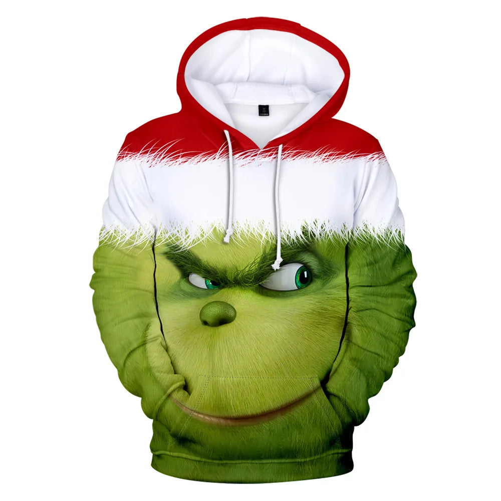 Christmas Theme Cute Cartoon Character Hoodies For Men Autumn Winter Daily Casual Long Sleeve Hooded Tops Harajuku Y2K Pullovers