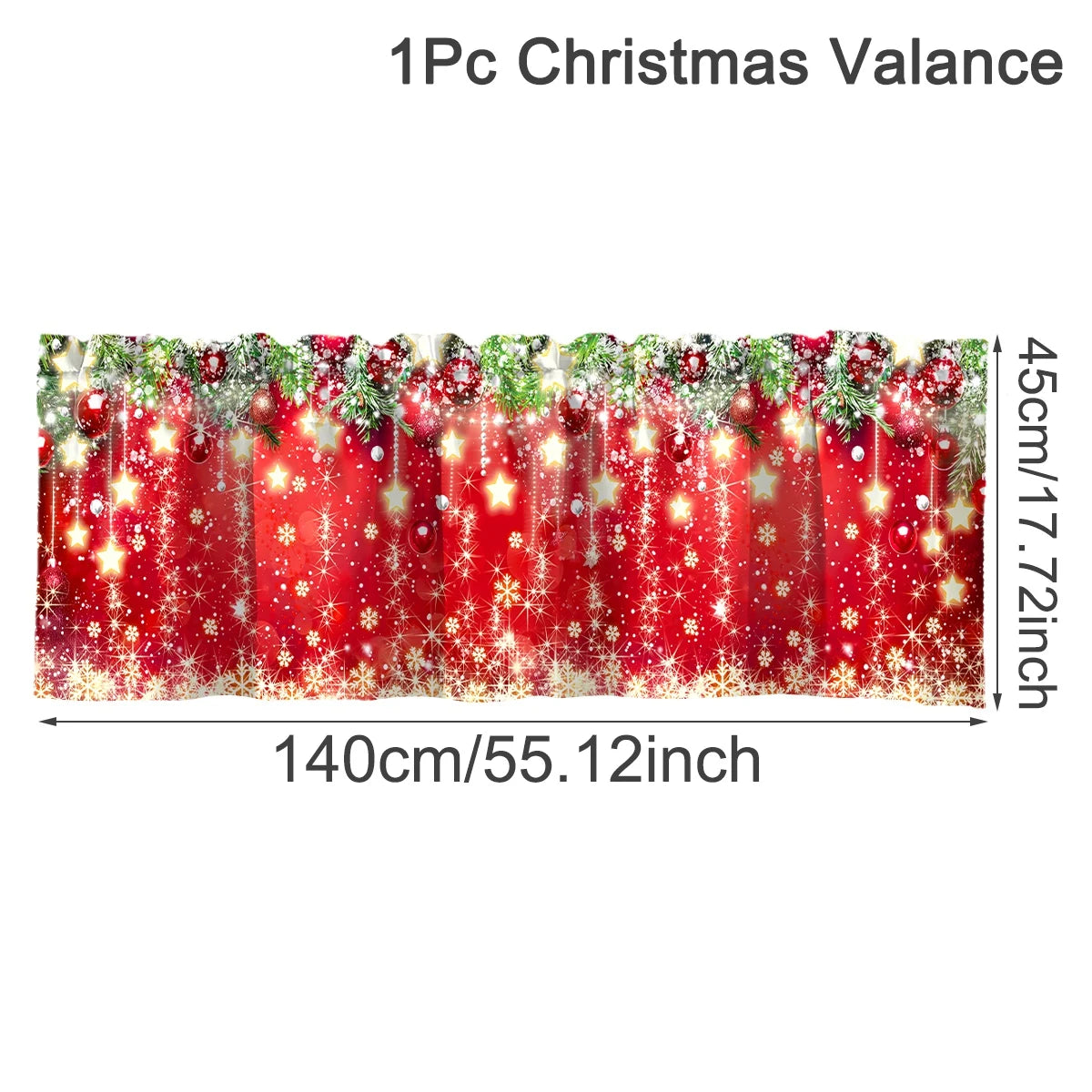 Christmas Curtain Valance Xmas Rod Pocket Window Treatment for Living Room Kitchen Bedroom Christmas Decorations For Home 2025